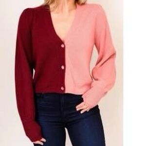 Cami NYC Burgundy and Pink Cardigan